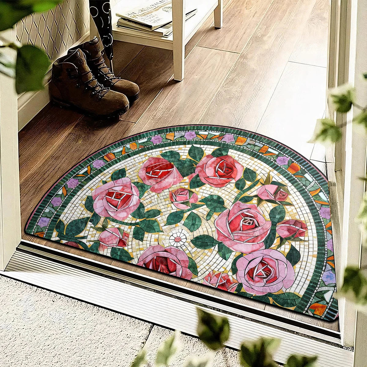 Entrance Door Mat Semi-circular Carpet Outdoor Rug Modern Art Style Rugs Garden Home Decorative Floor Mats Alfombra De Entrada