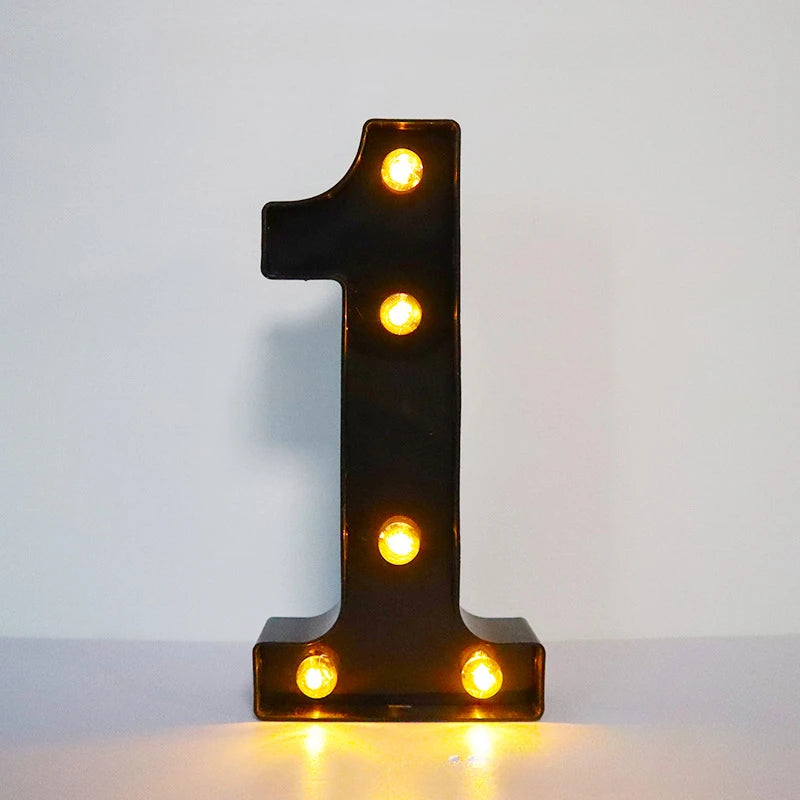 22cm Letters with Led Light Black Alphabet Letter Number Night Light Home Christmas Decoration Birthday Supplies Room Decoration