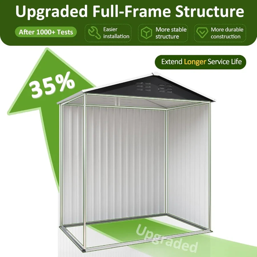 6x4 FT Outdoor Storage Shed with Upgraded Frame Structure Lockable Doors and Ventilated Windows Perfect for Backyard Garden Pat