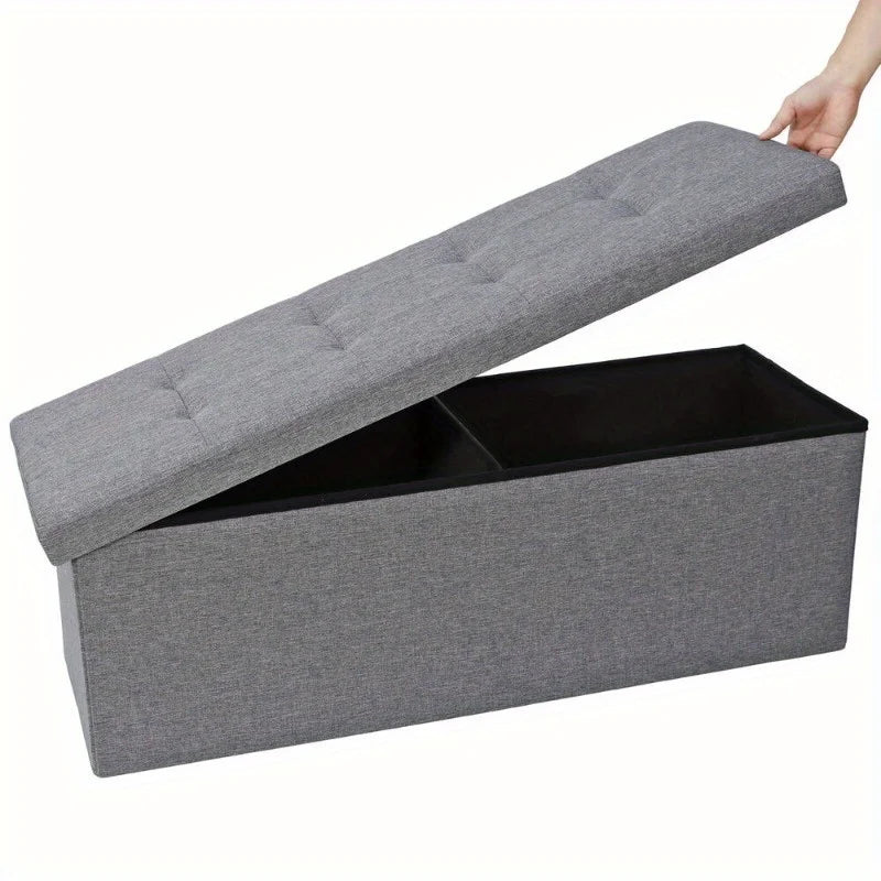 Storage Ottoman Bench – 43″ Folding Padded Footrest