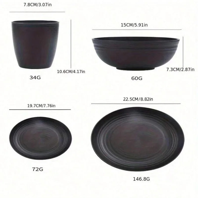 16pcs Dinnerware Sets For , Plastic Plates And Bowls, Includes Dinner Plate, Dessert Plate, Cereal Bowl, And Cup, Unbreakable Pl