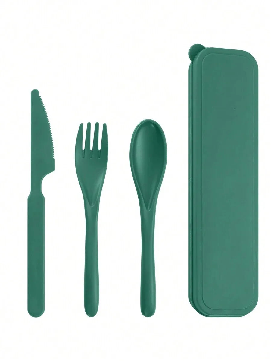 1pcs Plastic knife, fork and spoon cutlery set, reusable, portable cutlery, suitable for school, outdoor, camping, office
