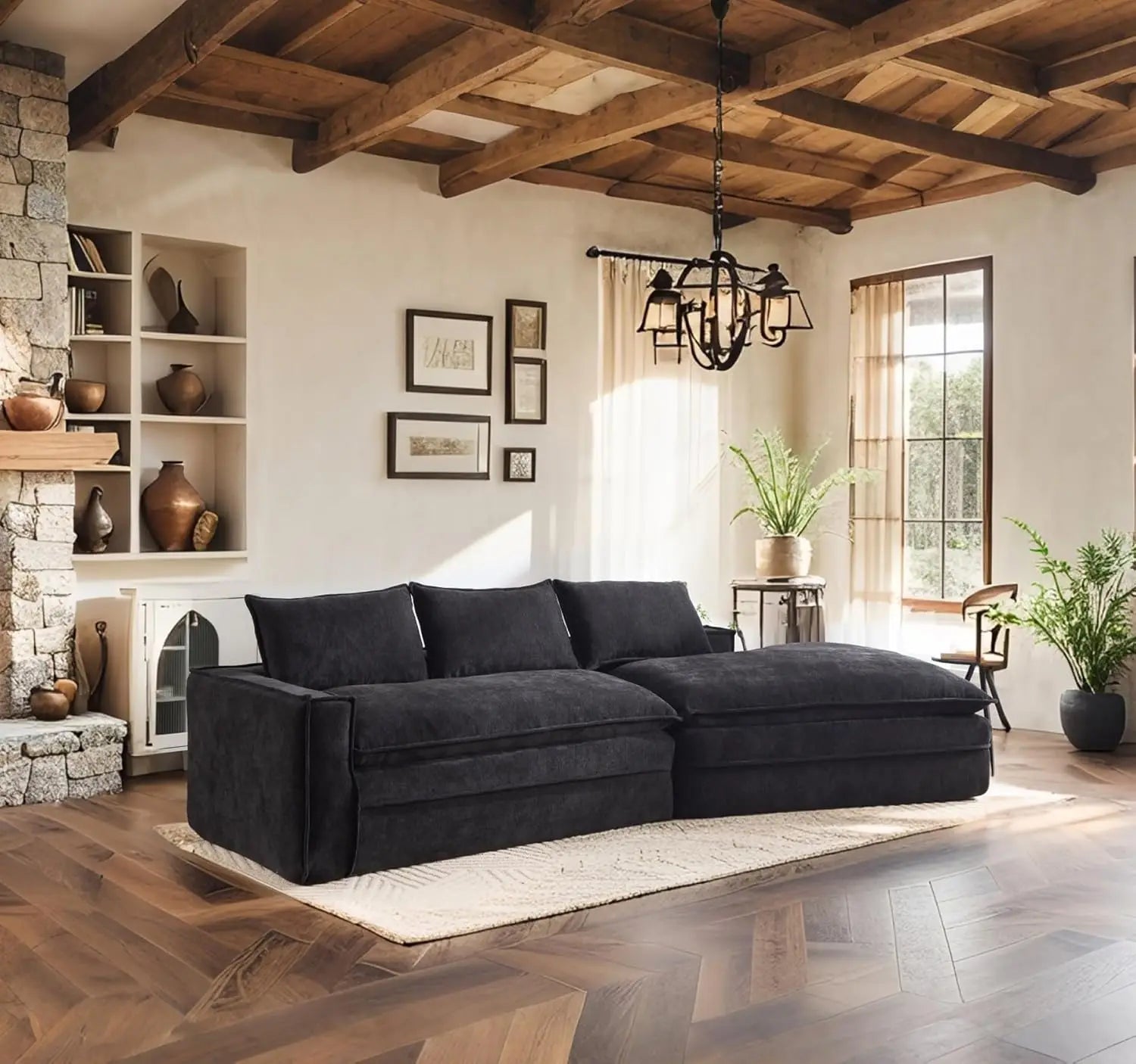 Oversized Deep Seat Cloud Couch-4-Seater Boneless Sectional Sofa for Living Room, Ready-to-Relax Large Modern Sofa