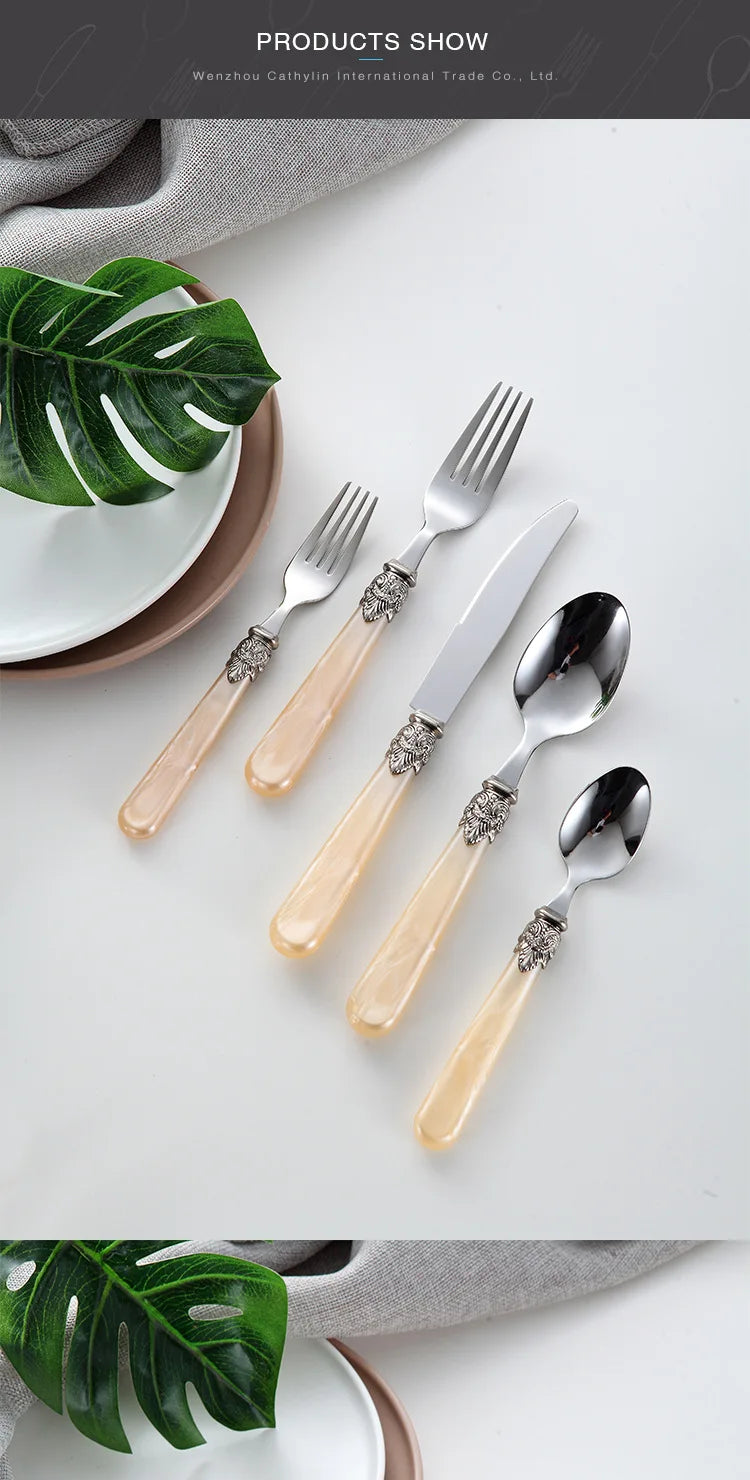 4pcs/set Dinnerware Set 304 Stainless Steel Steak Knife Fork Coffee Spoon Teaspoon Flatware Dishwasher Safe Kitchen Tablewar