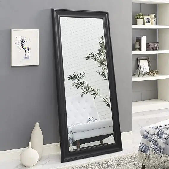 Tall Mirror Full Body Oversize Mirror Smooth Faux Wood Frame Full Length Huge Mirrors for Bedroom Huge Floor Long