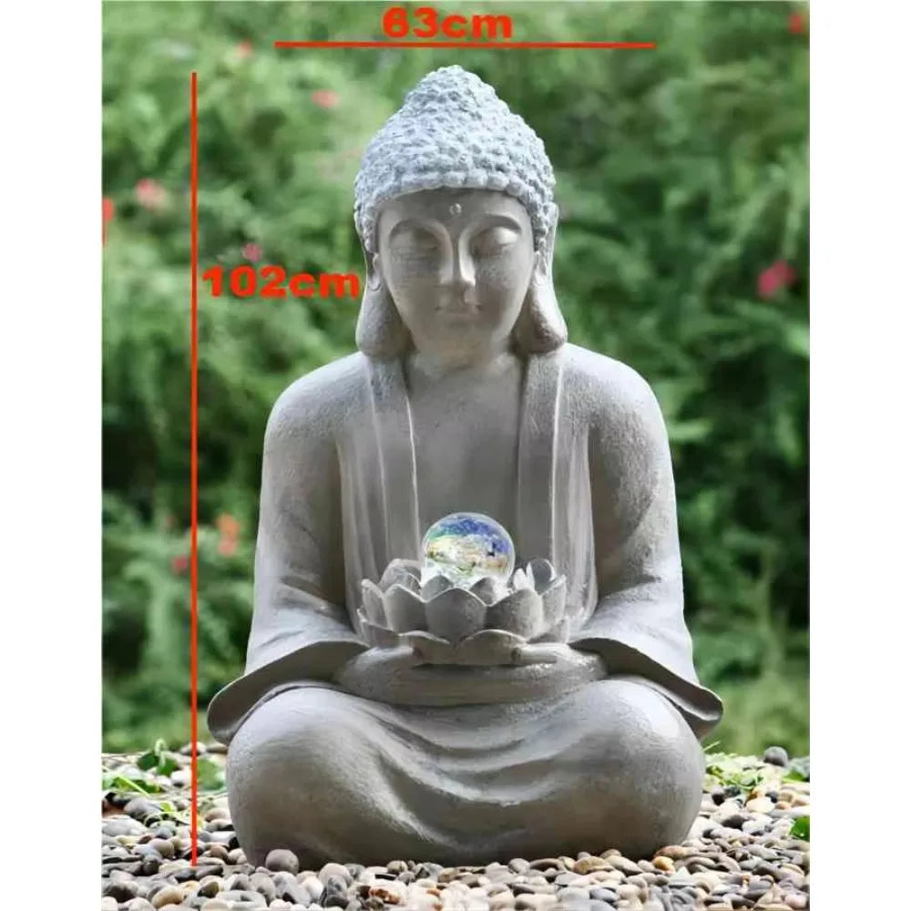 Waterfall Buddha Spring Indoor Water Waterfall Fountain Statue Sculpture Garden Resin Decoration