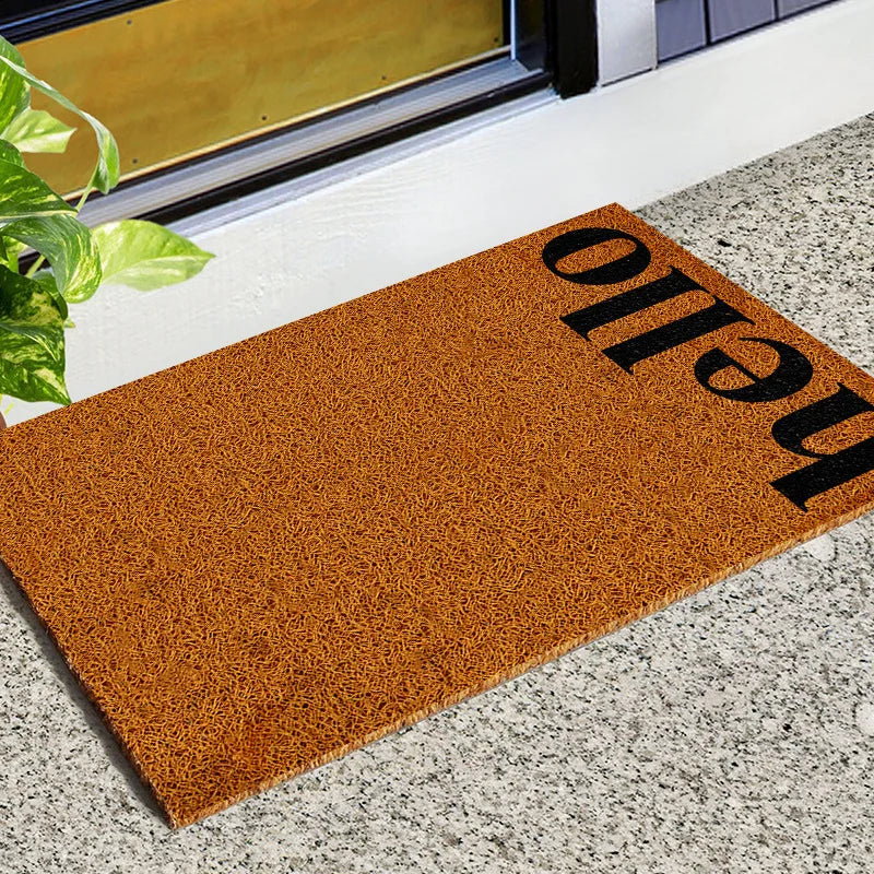 Entrance Doormat Indoor Outdoor PVC Antiwear Non Slip Waterproof Bathroom Carpet Faux Coconut Fiber Rugs Front Door Floor Mats