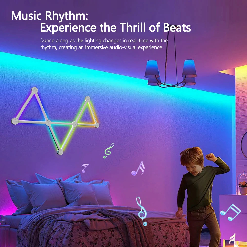 Splicing Light DIY Atmosphere Light RGB Smart Wall Light Voice Control Lamp for Esports Room Bedroom Bar Decoration Night Light