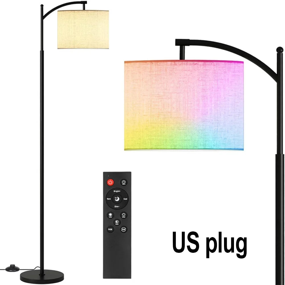 Smart WiFi Floor Lamp LED Modern RGB Adjustable Remote Control Dimmable Tall Reading Lamp Rotable Lampshade Standing Light