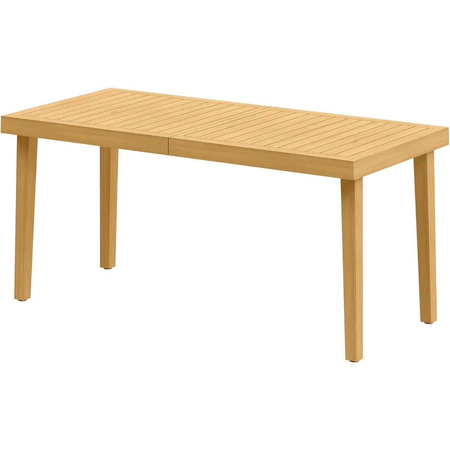 RoyalCraft Acacia Patio Dining Table, 6-Person Wood Picnic Table with Iron Leg, Outdoor Dining Furniture for Backyard Lawn