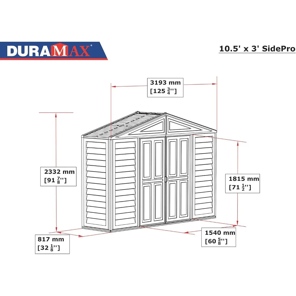 Vinyl Garden Storage Shed – 10.5 ft × 3 ft Outdoor Shed