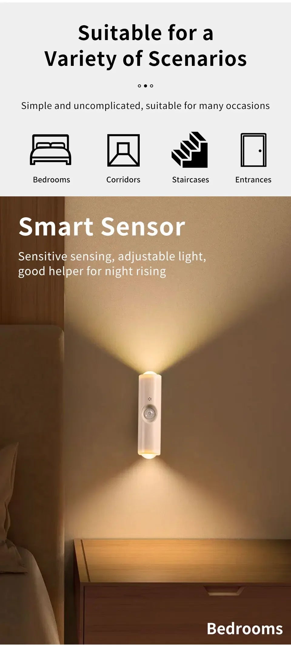 Smart RGB Gradient Wall Light Motion Sensor Magnetic Rechargeable Wall Sunset Lamp for Bedroom Closet Garden Room Decoration