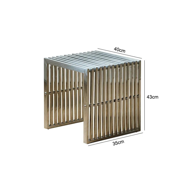 Nordic Stainless Steel Bench – Minimalist Shoe Changing Stool Ottoman