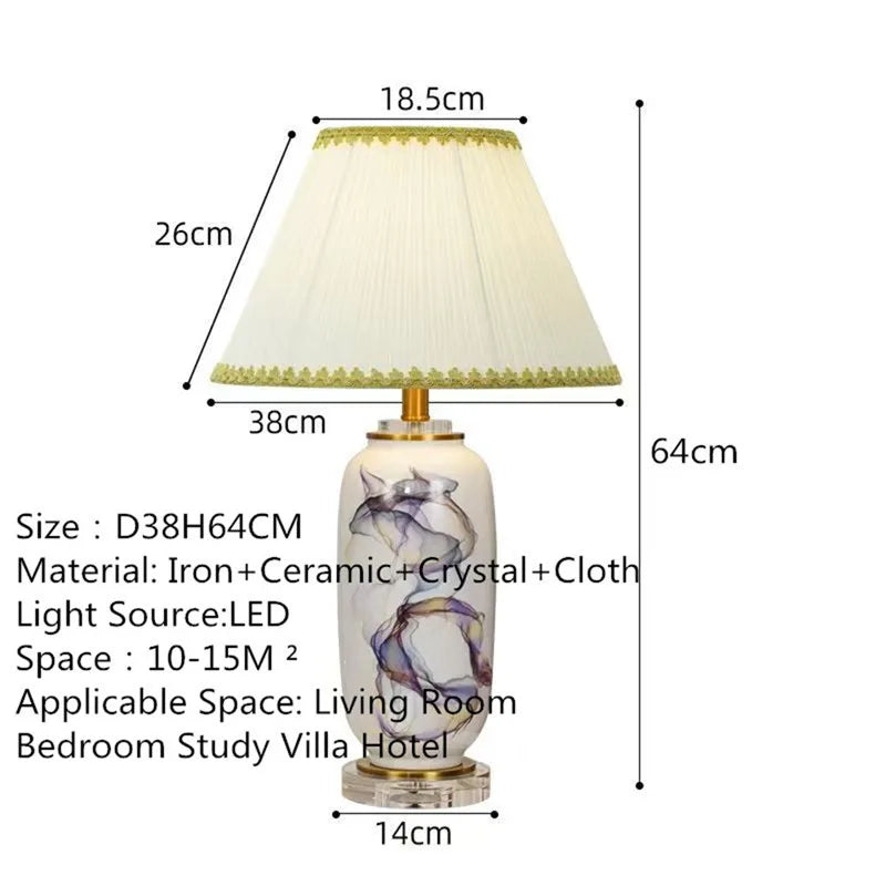 Contemporary Luxury Ceramic Table Lamp LEDAmerican Retro Creativity Living Room Bedroom Study Villa Hotel Bedside Desk Light