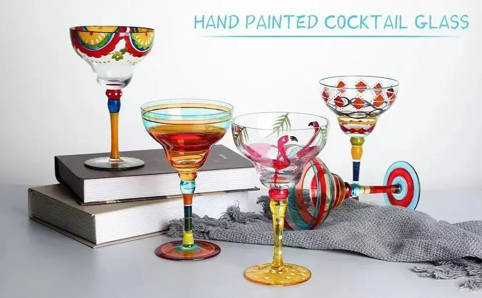 360ml Colorful Margarita Glasses Set Champagne Cocktail Cups Handmade Barware Elegant Home Bar Drinkware Wedding Party