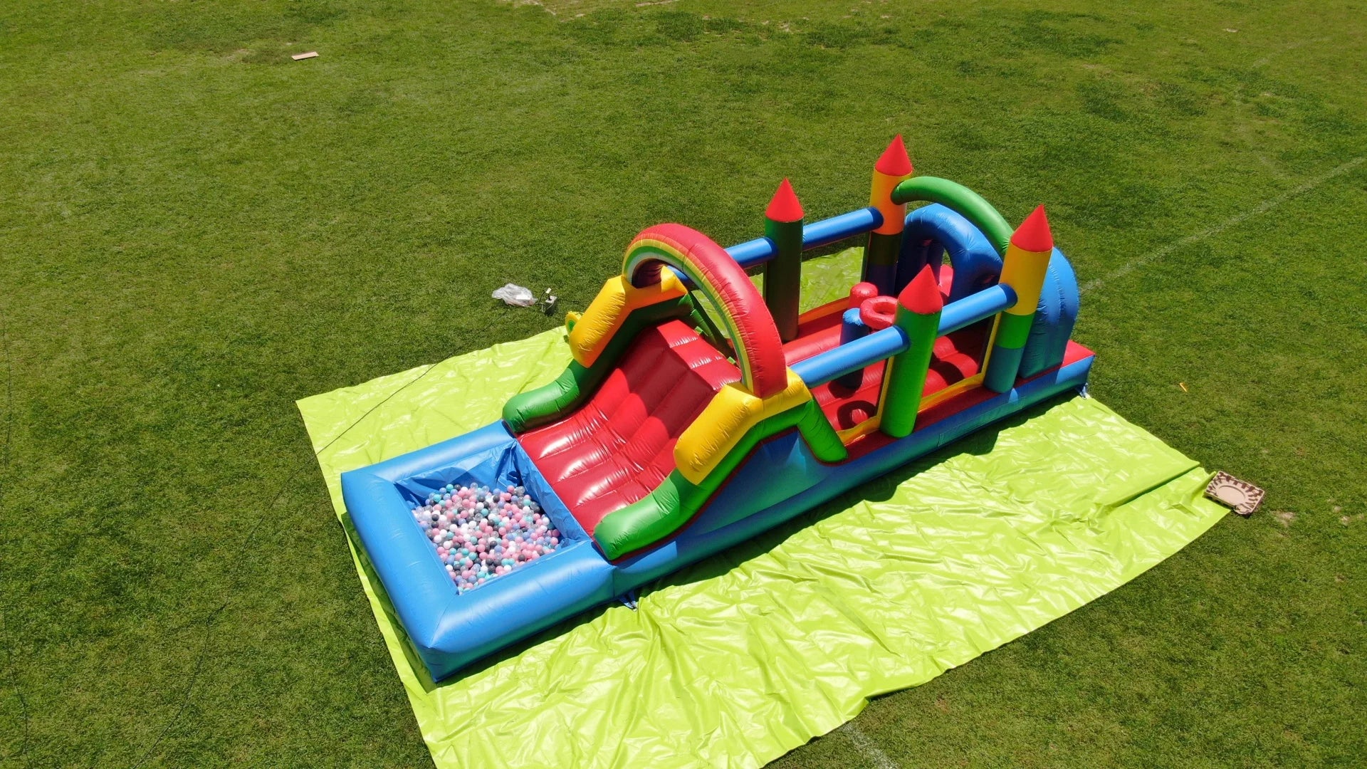 PVC Inflatable Obstacle Course Pool – Kids Jungle Gym Water Play Set with Blower