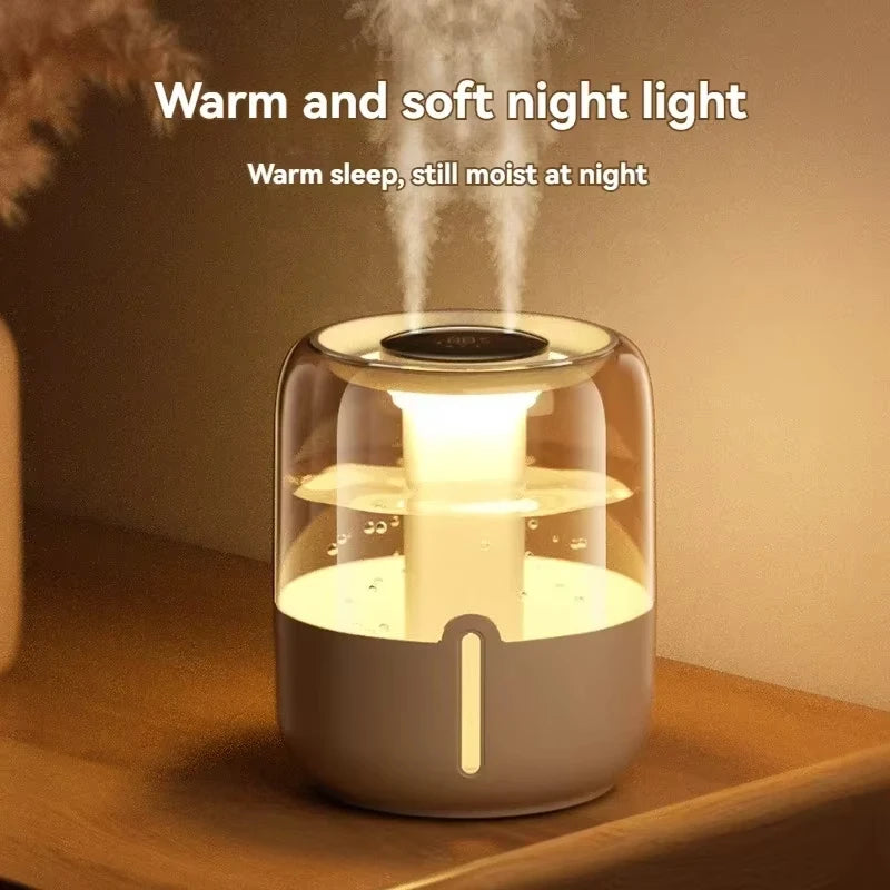 6.8L Large Capacity Humidifier USB Dual Spray Home Office Bedroom Desktop Air Moisturizer Purifier Silent Night Light Diffuser