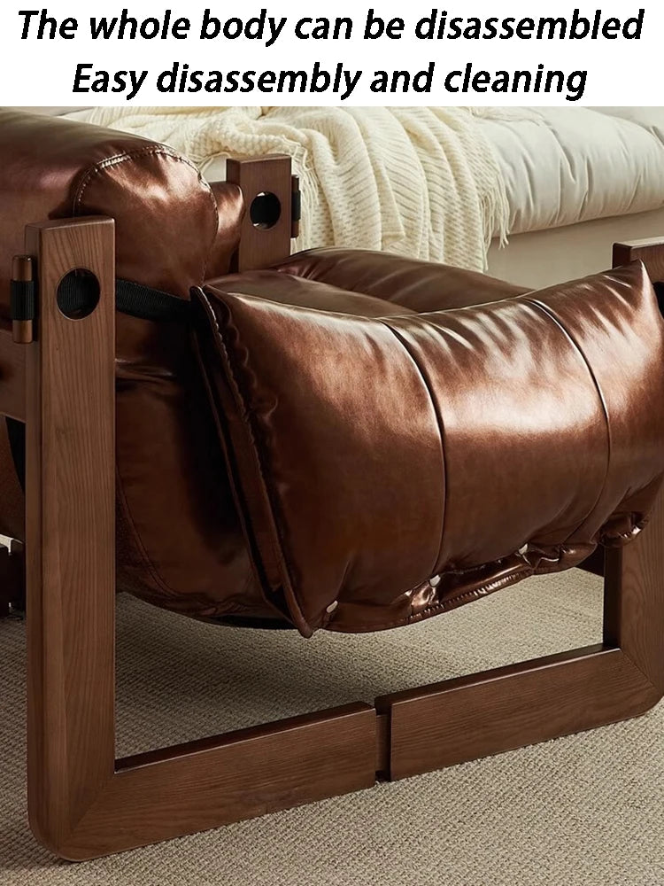 Luxury Leather Accent Sofa Chair – Modern Single-Person Lounge Armchair