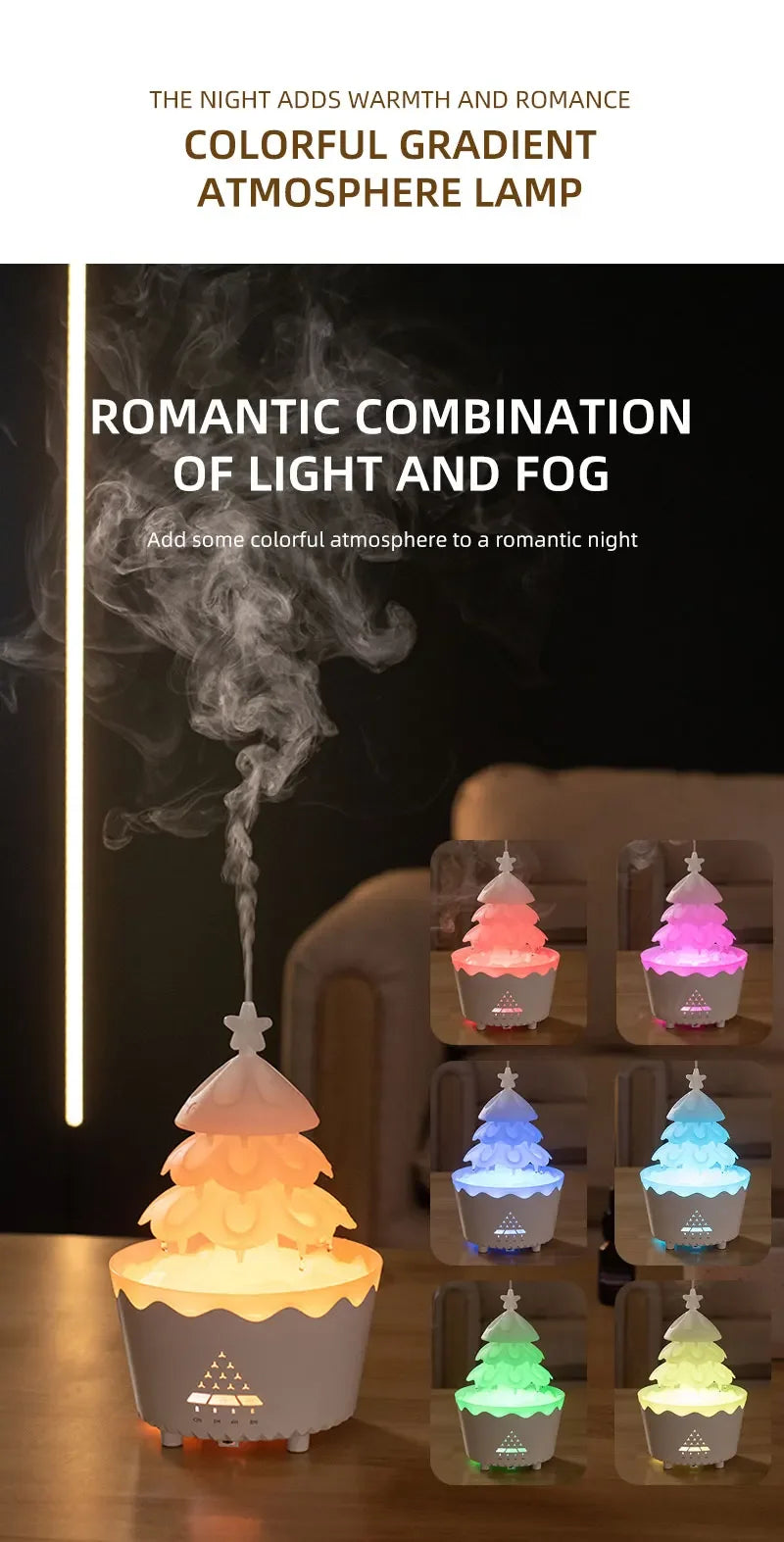 Lucky Tree Aromatherapy Diffuser Water Drip Raindrop Air Humidifier Rain Cloud with Remote Control for Christmas Gift