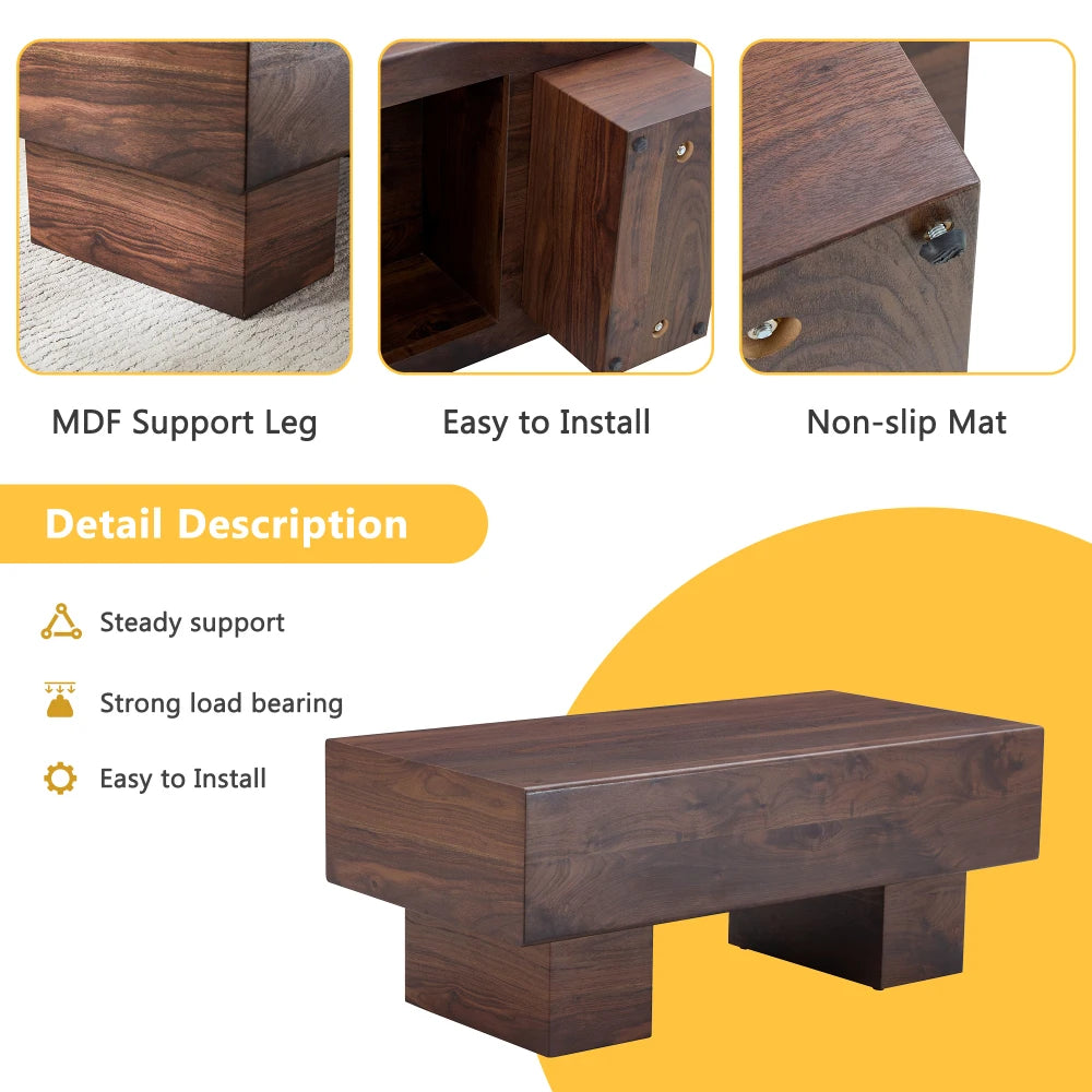 Modern Light Wood Coffee Table – Simple Rectangular Tea & Sofa Table