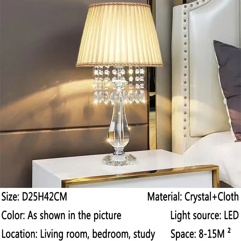Contemporary Crystal Table Lamp Luxurious Living Room Bedroom Study LED Originality Bedside Desk Light