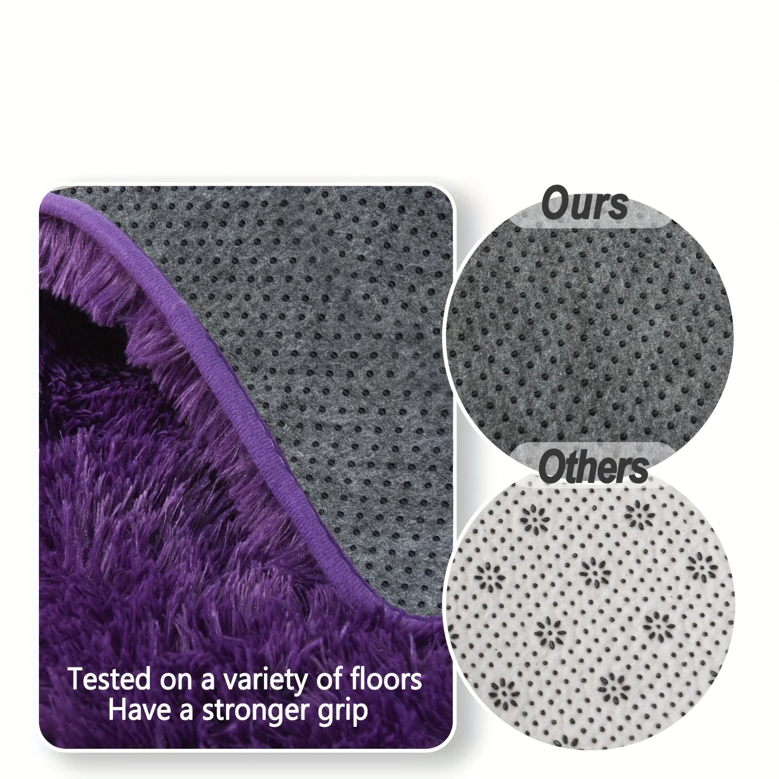 Purple Soft Shaggy Non-Slip Rugs for Living Room/Bedroom/Nursery – Luxury Plush Carpet with 4 Rug Stickers, Ideal Room Decor Rug