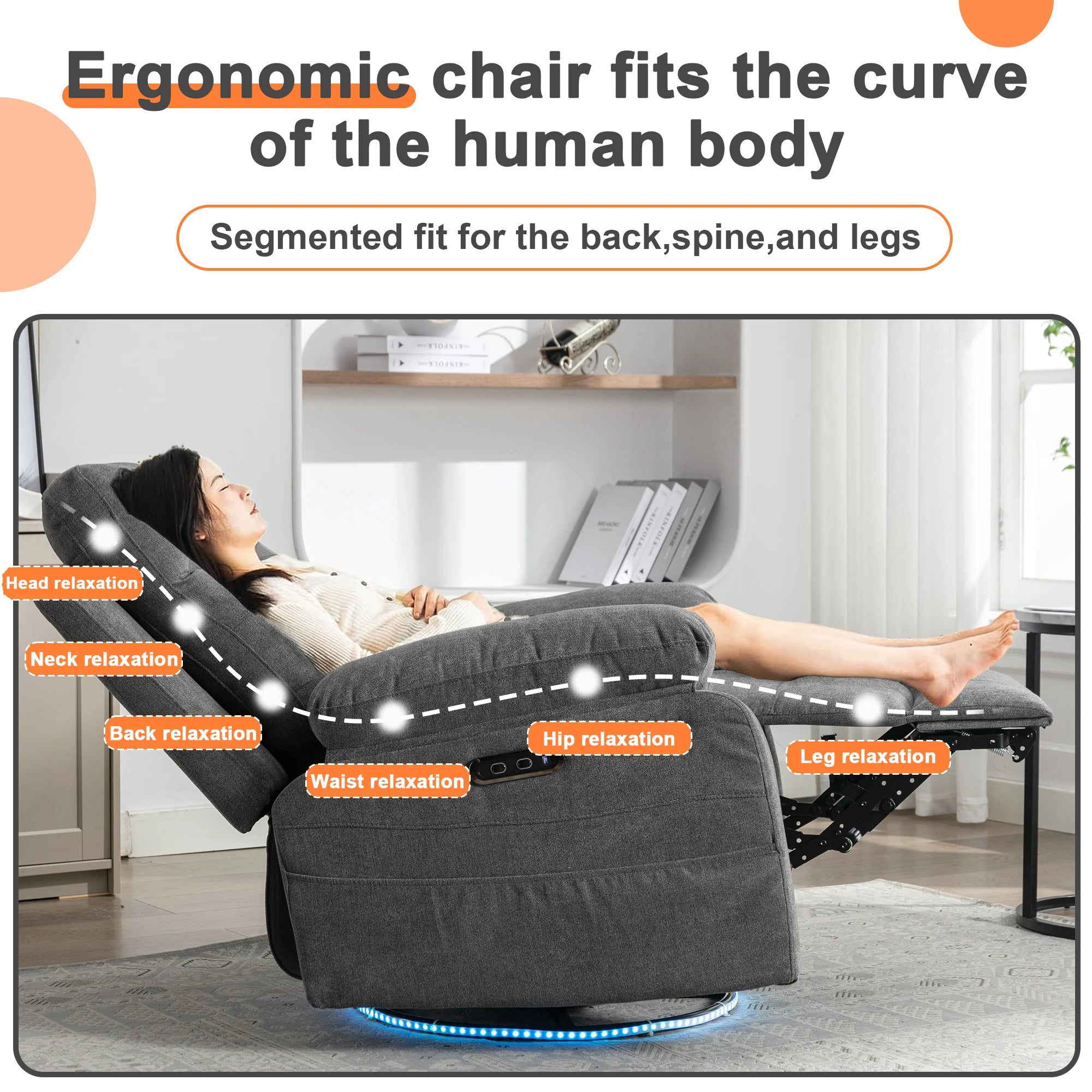 Hot Selling American Style Modern Electric Recliner Sofa Wood Frame Leisure Chair with Charging Port Extendable Set