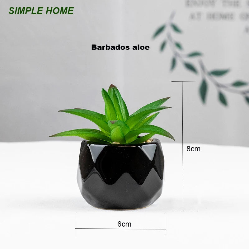 Artificial Succulent Bonsai Plants With Pottery Pot For Room Decoration Office Table Home Garden Decor
