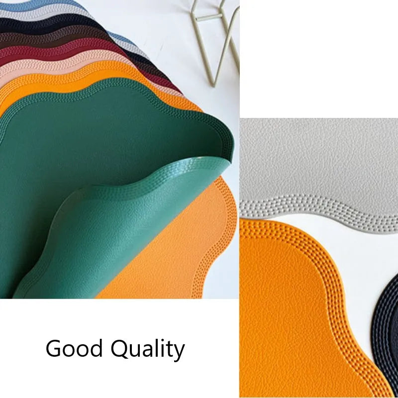 Round Flower-Shaped Faux Leather Placemats – Embossed Table Mats (1 / 6 / 10 Pack)