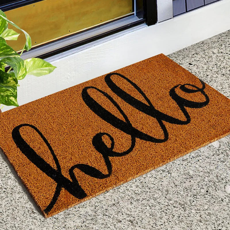 Entrance Doormat Indoor Outdoor PVC Antiwear Non Slip Waterproof Bathroom Carpet Faux Coconut Fiber Rugs Front Door Floor Mats