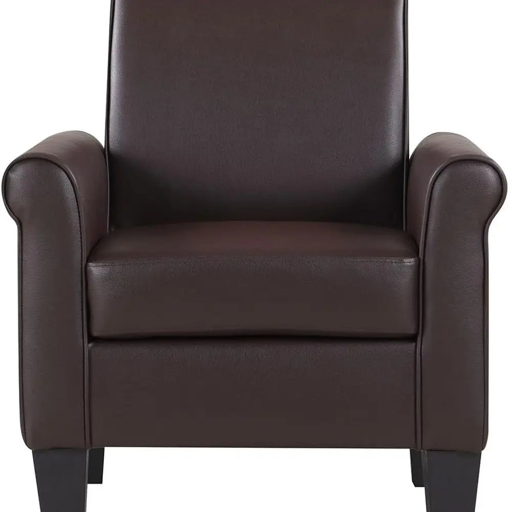 PU Leather Accent Chairs – Set of 2 Overstuffed Mid-Century Modern Armchairs