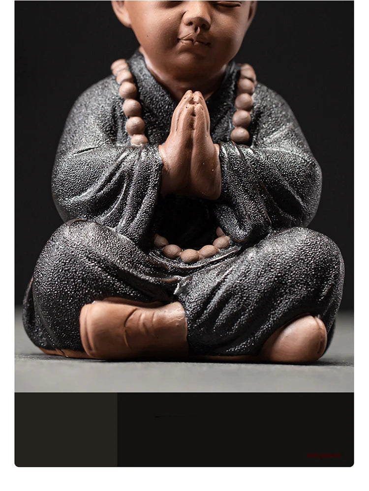 Ceramics Four Not Small Monk Statue Ceramic crafts Chinese characteristic decoration luxurious Home, Study, office accessories
