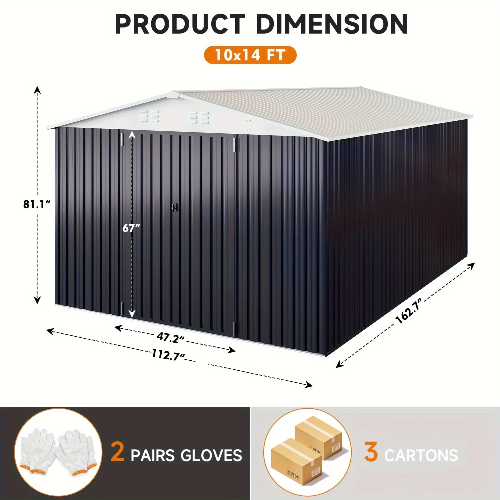 VIWAT 10x10~12x18FT Outdoor Metal Storage Heavy-Duty Frame Shed w/ Lockable Door, Heavy-Duty Tool Shed For Backyard Patio Graden