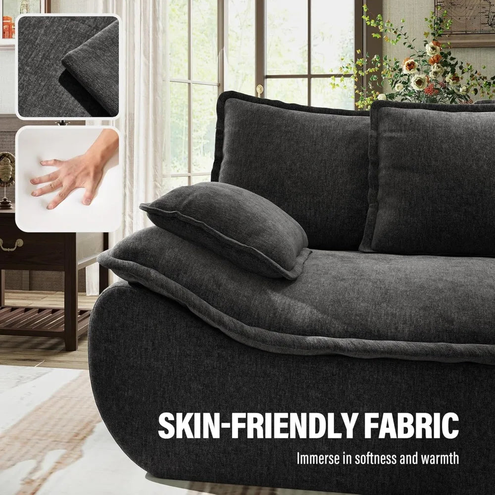 Sofa Couches 2-Seater Modular Sectional Sofa, 89''Comfy Loveseat with Throw, Deep Seat Small Sofa for Small Space