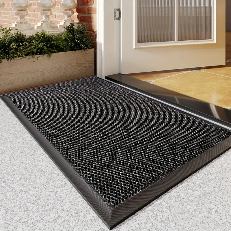 PVC Rubber Doormat Non-Slip Water-Resistant Elastic Mesh Welcome Mat for Indoor and Outdoor Use Easy To Clean Hand Wash Only