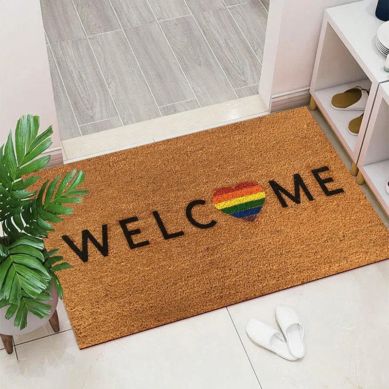 Welcome Inspired Patterned Door Mat Artistic Elegant Print Mat Non Slip Floor Mat For Entryway Doorstep Home Decor