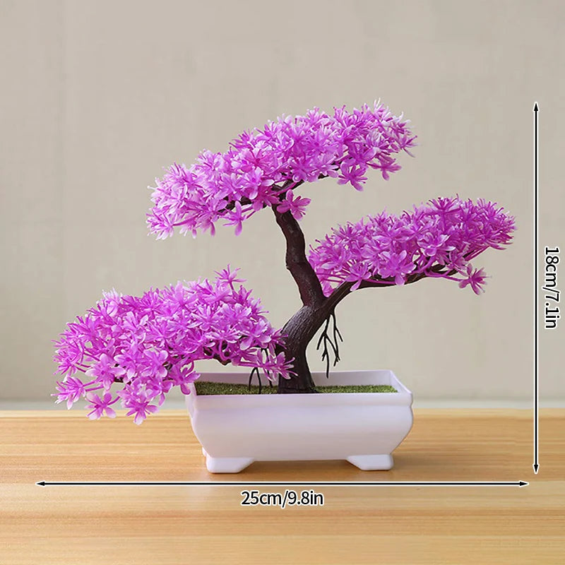 Artificial Potted Flowers Plants Bonsai Fake Plant Flower Potted Ornaments for Garden Small Simulated Tree Home Decor Supplies