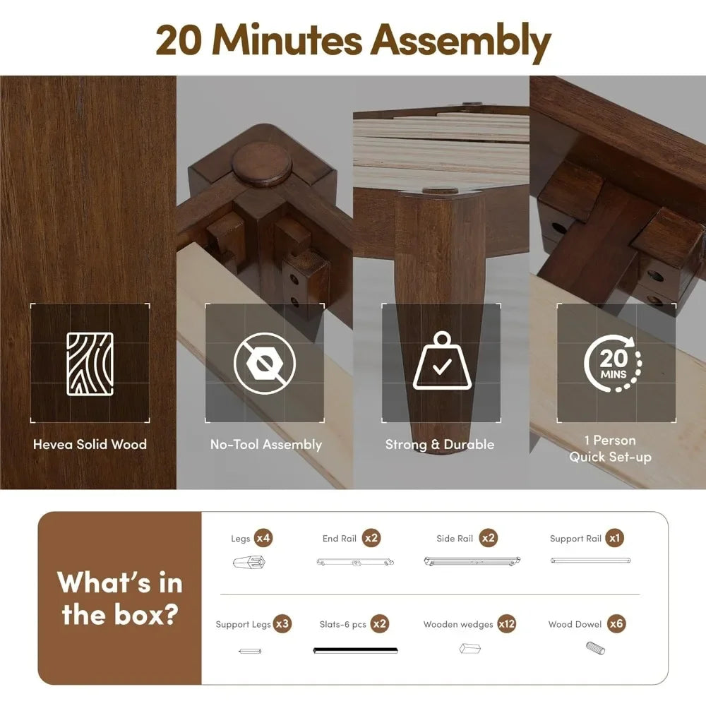 King Size Solid Wood Platform Bed Frame – Japanese Joinery Design