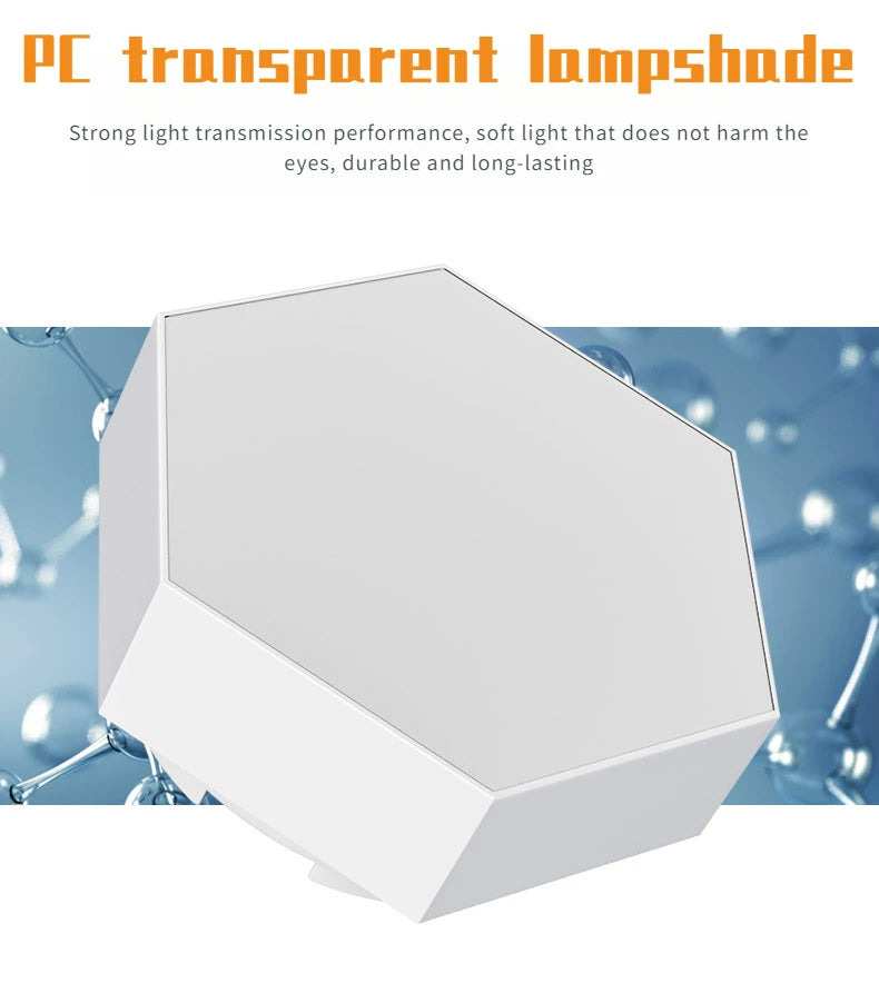Geometric RGB Smart Lamp DIY Assembly Ambient Night Light Honeycomb Lights Touch Wall Lamp Color Changing Lamp Hexagon LED Light