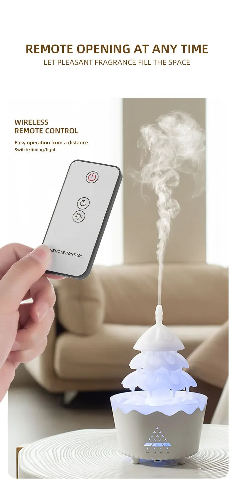 Lucky Tree Aromatherapy Diffuser Water Drip Raindrop Air Humidifier Rain Cloud with Remote Control for Christmas Gift