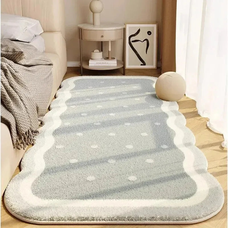 VIKAMA Simple Cream Wind Living Room Bedroom Soft Bedside Rug Home Non-slip Thickened Imitation Cashmere Carpet