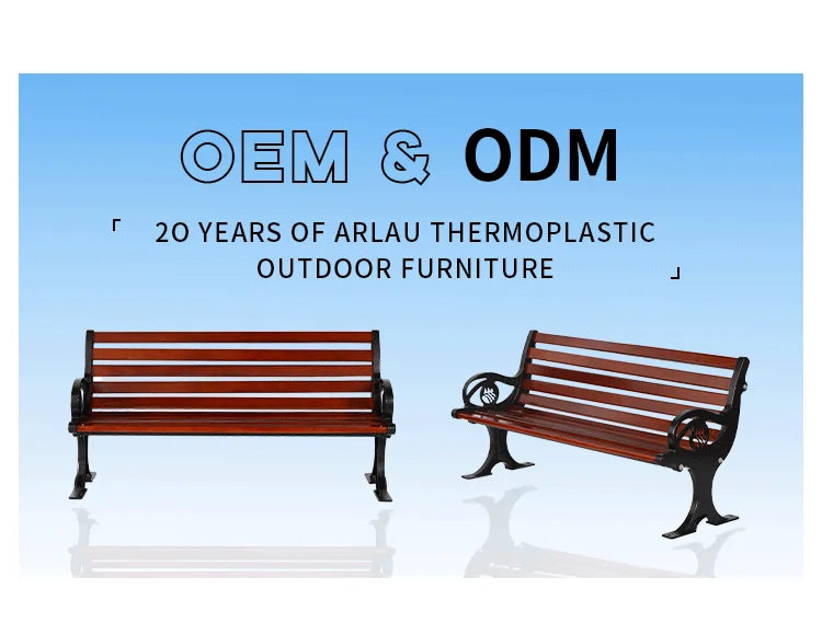 High Quality Outdoor Metal Bench Garden Park Chair with Environmental Protection Plastic Wood Wave Shape