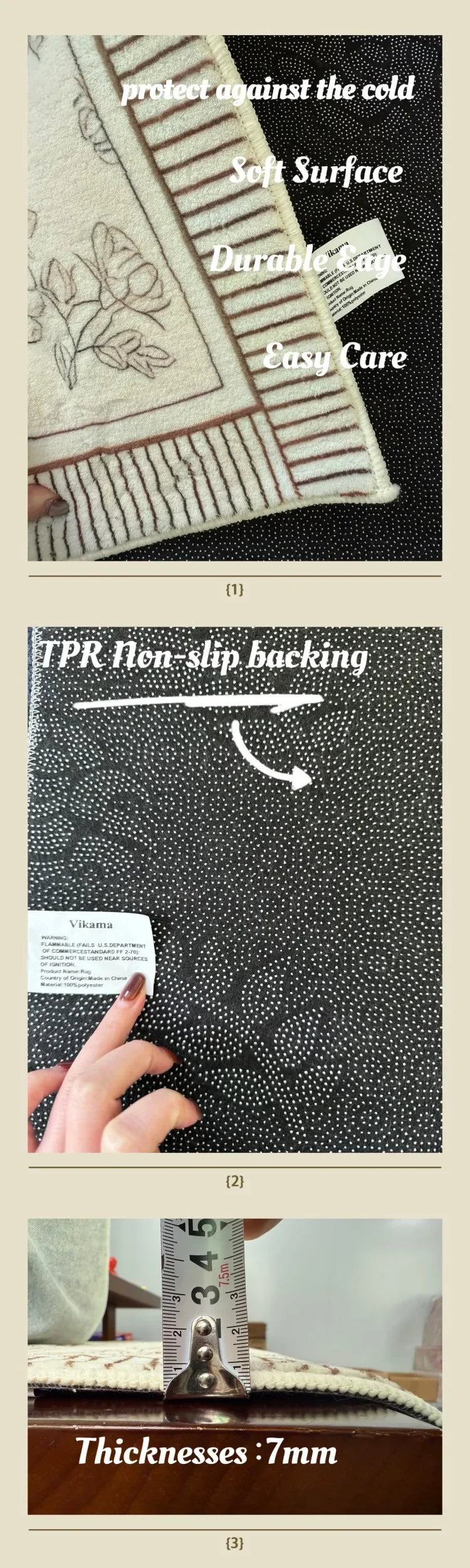 VIKAMA Coin Faux Cashmere Carpet Bathroom Absorbent Non-slip Pad Bedroom Decorative Bedside Rug Dirty Resistant Home Decorating