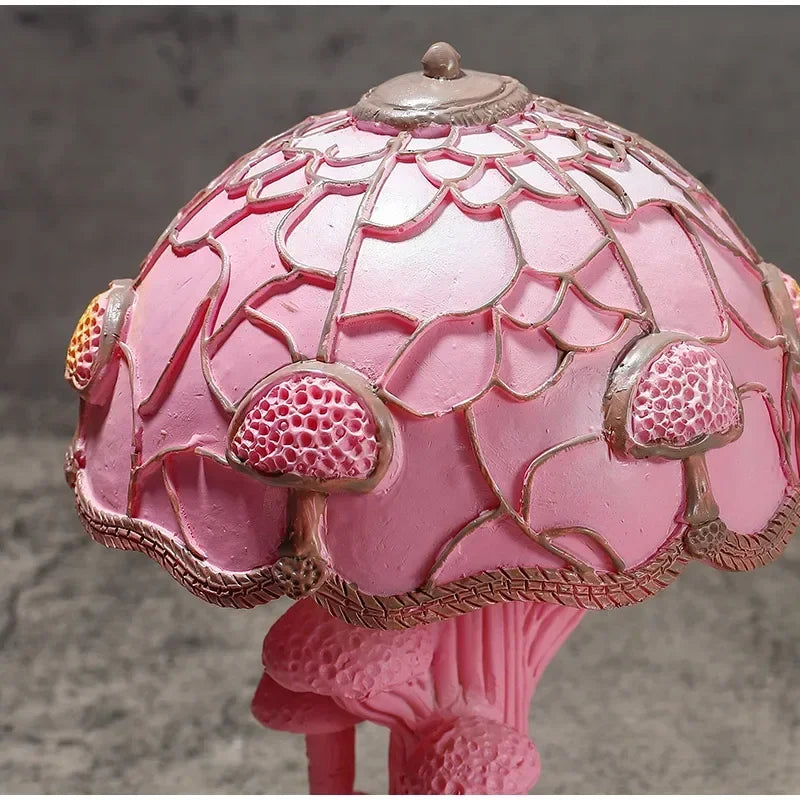 Creative Stained Plant Series Table Lamps Resin Colorful Bedroom Bedside Flower Mushroom Retro Table Night Lamp Atmosphere Light