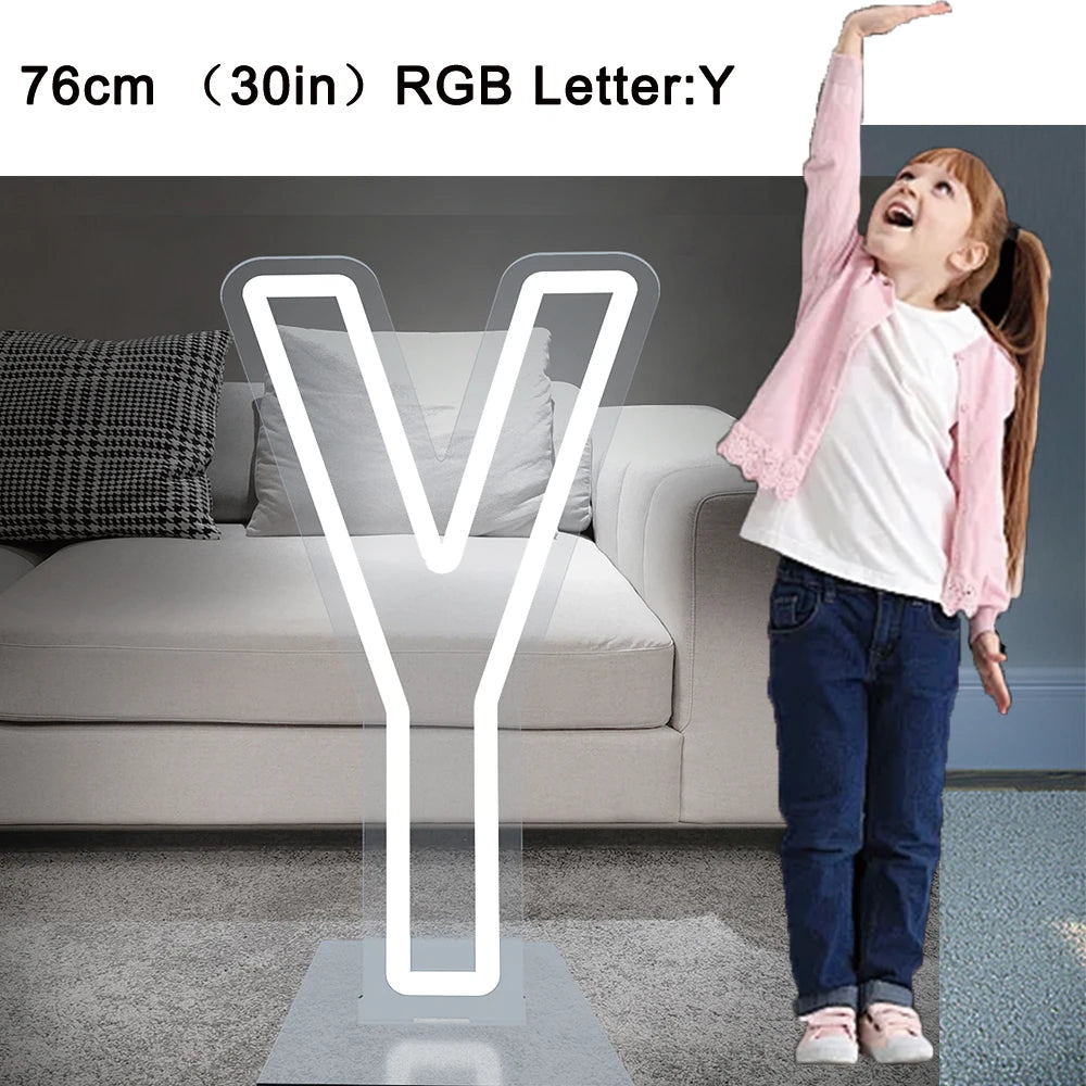 76cm Large Light up Letter Sign 26 Alphabet Stand up Lighting for Wedding Birthday Party Home Bar Decor