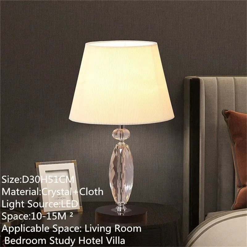 Nordic Modern Crystal Table Lamp LED Luxury Living Room Bedroom Study Villa Hotel Home Decoration Light