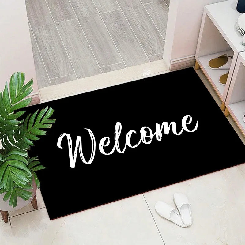 Welcome Inspired Patterned Door Mat Artistic Elegant Print Mat Non Slip Floor Mat For Entryway Doorstep Home Decor