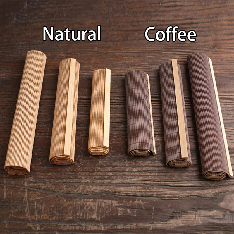 Natural Bamboo Table Runner Placemat Tea Mats Table Placemat Pad Heat Pad Japanese Style Coaster Home Cafe Restaurant Decoration