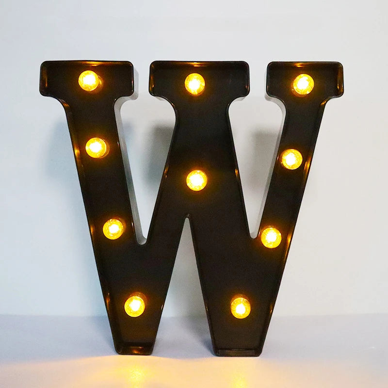 22cm Letters with Led Light Black Alphabet Letter Number Night Light Home Christmas Decoration Birthday Supplies Room Decoration
