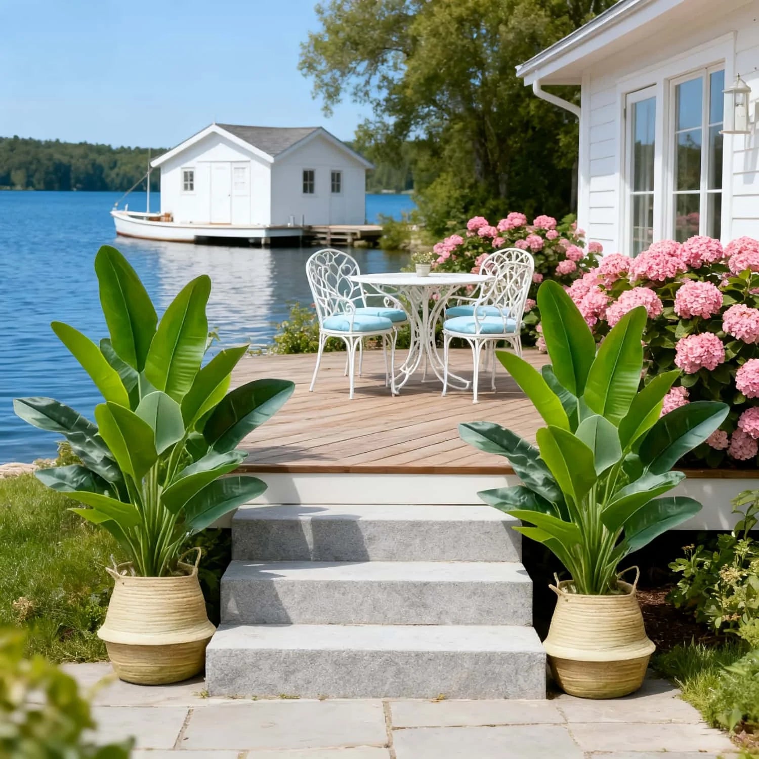 2pcs Large Realistic Artificial Bird of Paradise Plants UV Resistant No Fade Fake Banana Leaf Palm Tree for All Season Decor